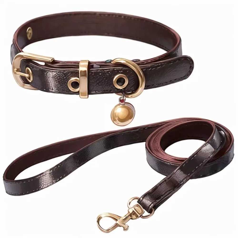 Dog Collar Leash set ic Presbyopia Designer Letters Pattern Print Leashes PU Leather Fashion Adjustable Neck Strap T250827