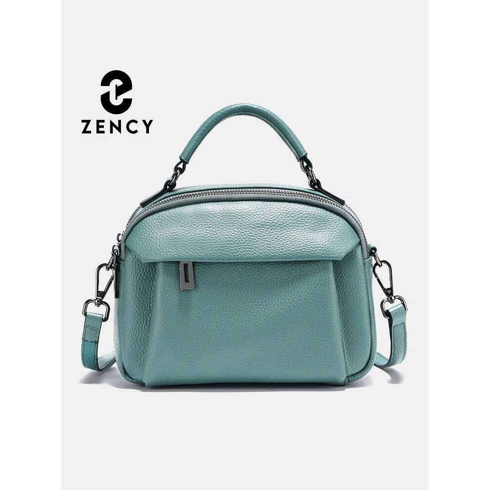Zency 2025 New Genuine Leather Women's Shoulder Simple Cowhide Ladies Handbag Satchel Bag Female Commuter Shopping Daily Bag