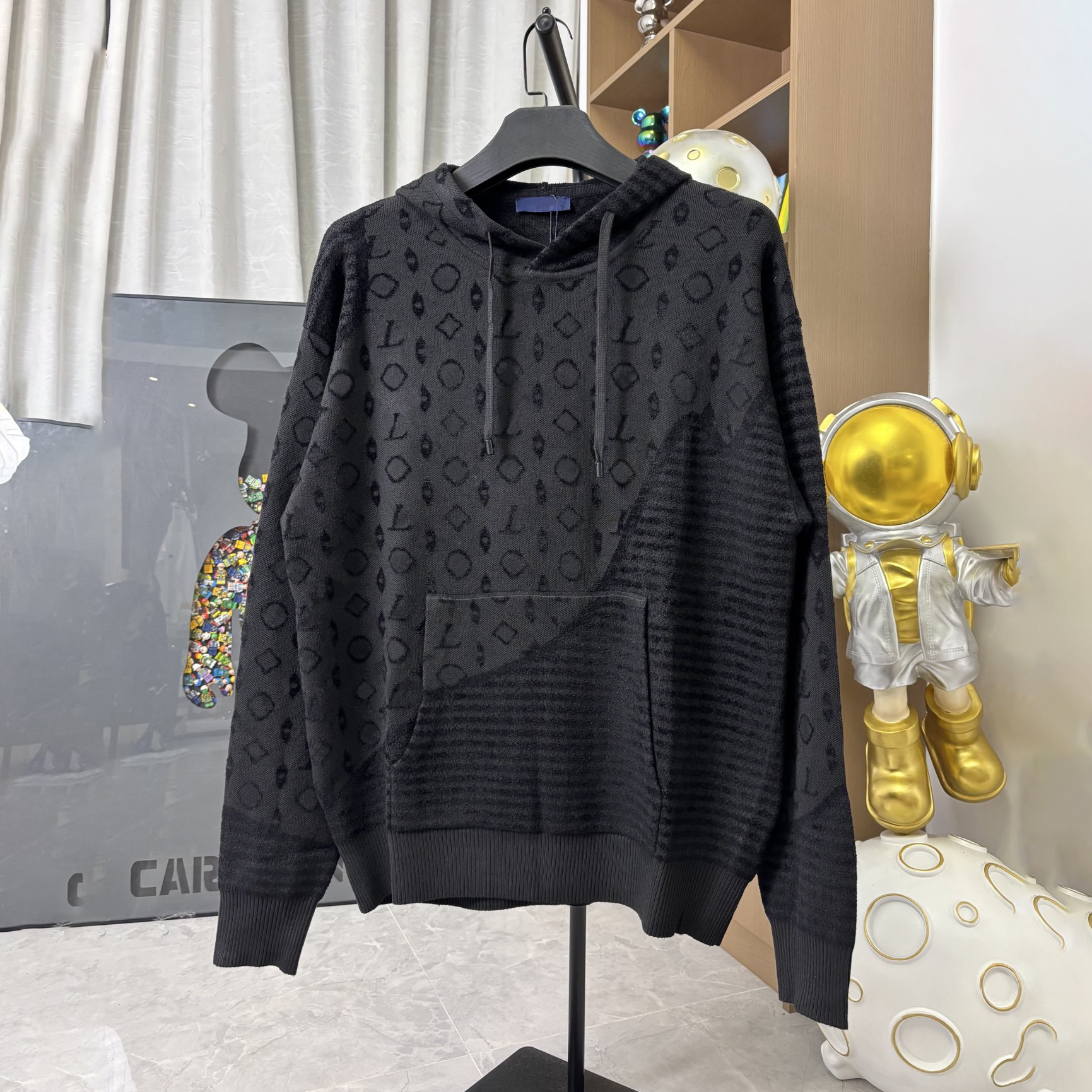 High quality designer men's hoodie, casual and versatile sportswear, street fashion pullover, jacquard wool knitted hoodie