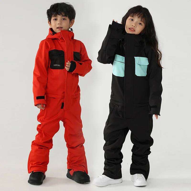 Warm Girl Boy Ski Overalls Winter Children One Piece Snow Suit Snowboard Kids Jumpsuit Mountain Sport Teeange Skiing Set Clothes