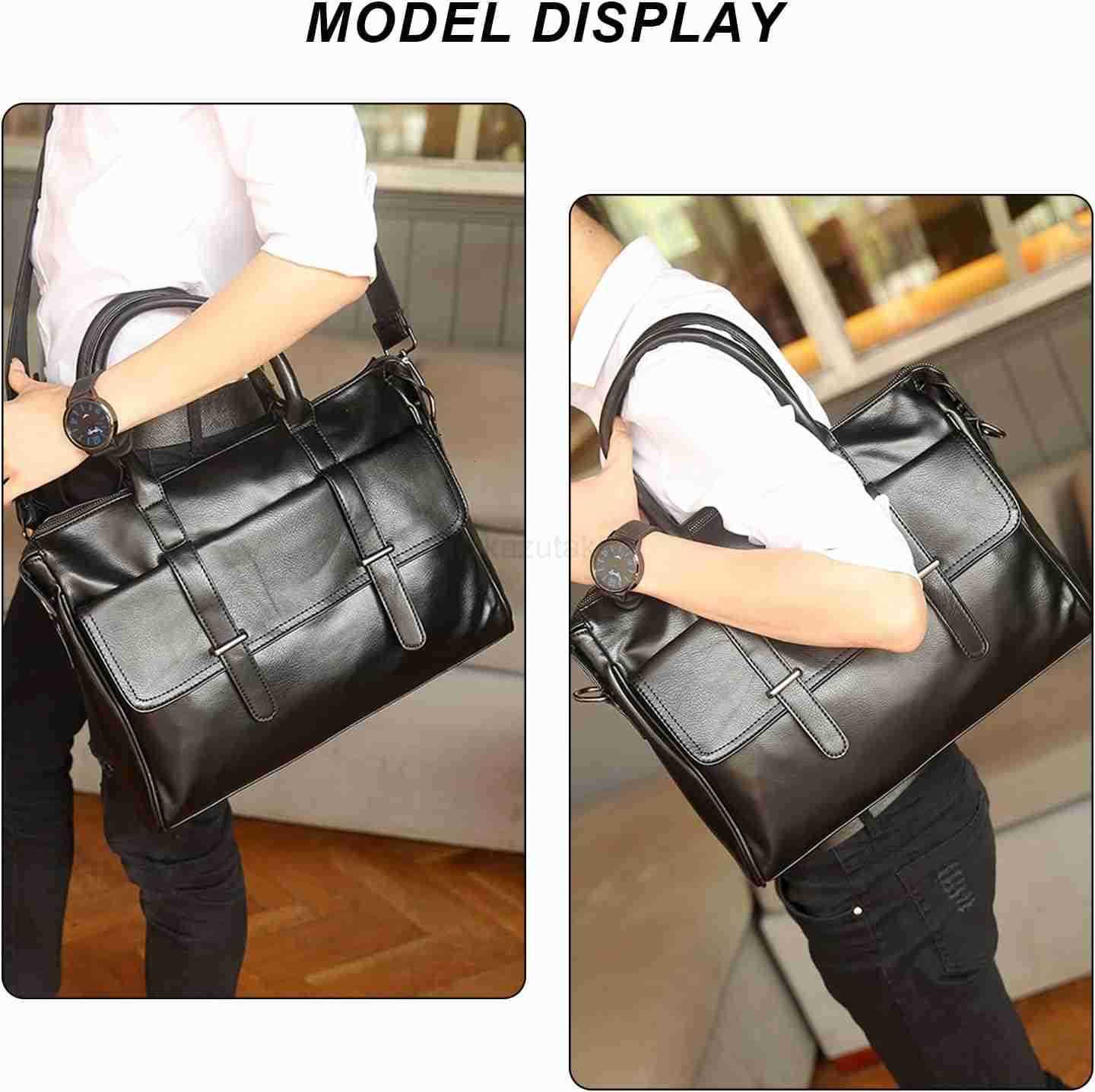 Leather Messenger Bag Satchel Bags Large Sling Briefcase Bag for Men and Women Waterproof Crossbody Shoulder Handbags with Adjustable Shoulder Strap f