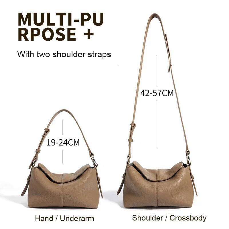 New Women's Genuine Leather Cross Body Pillow Bags Lady Fashion Handbag Casual Female Underarm Messenger Sling Shoulder Bag