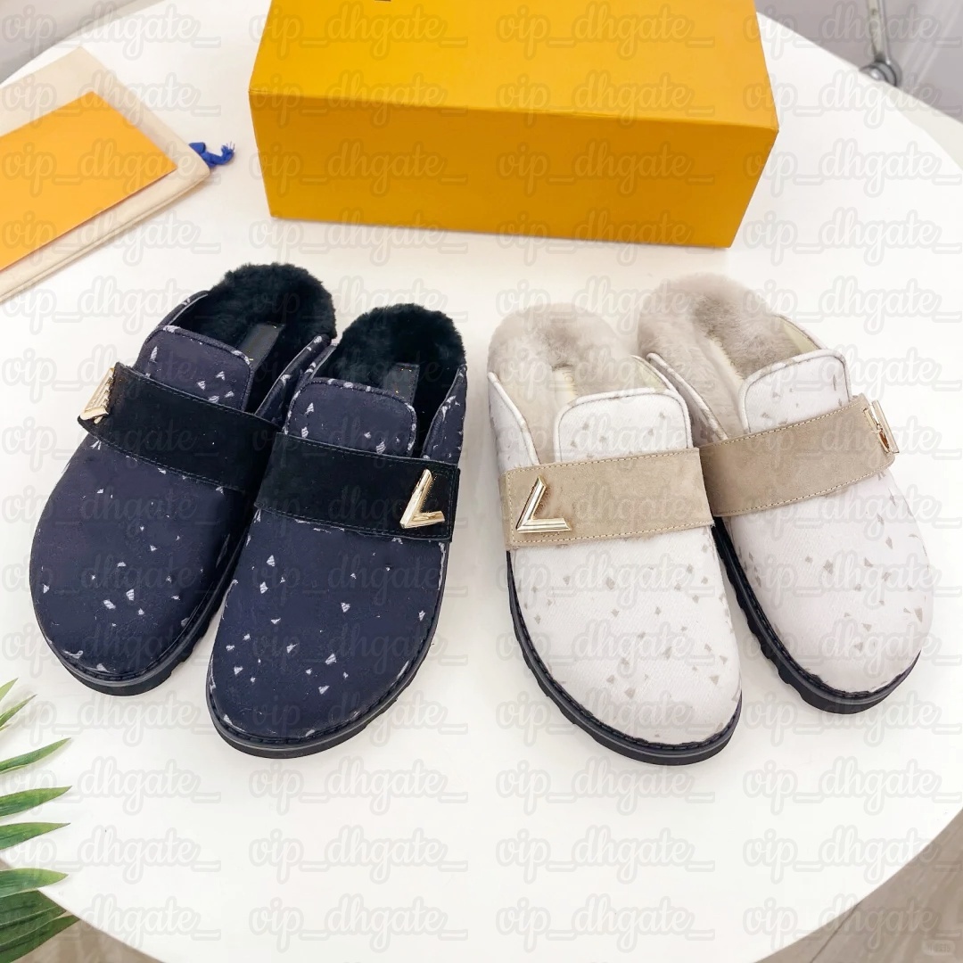 Womens cosy comfort mule Fur slide Sac Designer Slipper Luxury Booties Wool sandal House Loafer Furry shoe Leather denim flower winter Moccasins Scuffs Casual shoes