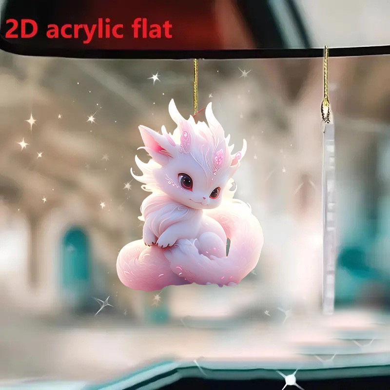 Fashion Accessories Keychains Lanyards Car Charm New Style Cute Cartoon Dragon Baby Car Rearview Mirror Hanging Ornament Acrylic Flat Design