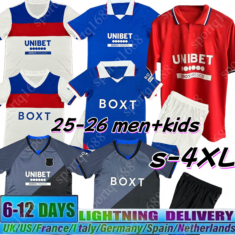 25 26 Glasgow RangersSoccer Jerseys Retro home shirt away Glasgow COLAK ROOFE LUNDSTRAM HAGI BARKER MORELOS TAVERNIER KENT TILLMAN 3RD 25 26 Football man kids kit