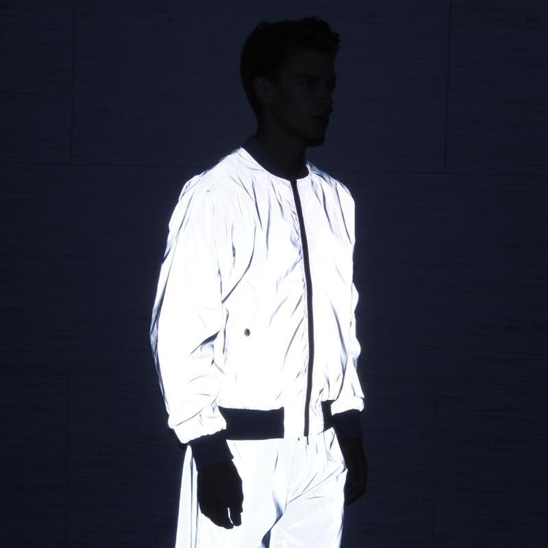 Stage Wear mens coat reflective jacket for men's autumn/winter warm jacket men's wear Winter cotton reflective flight jacket