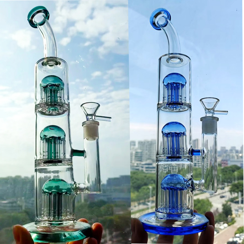 BIG Glass Bongs Arm Tree Perc Percolator Water Pipe Heady Thick Smoking Accessories Hookahs 13''