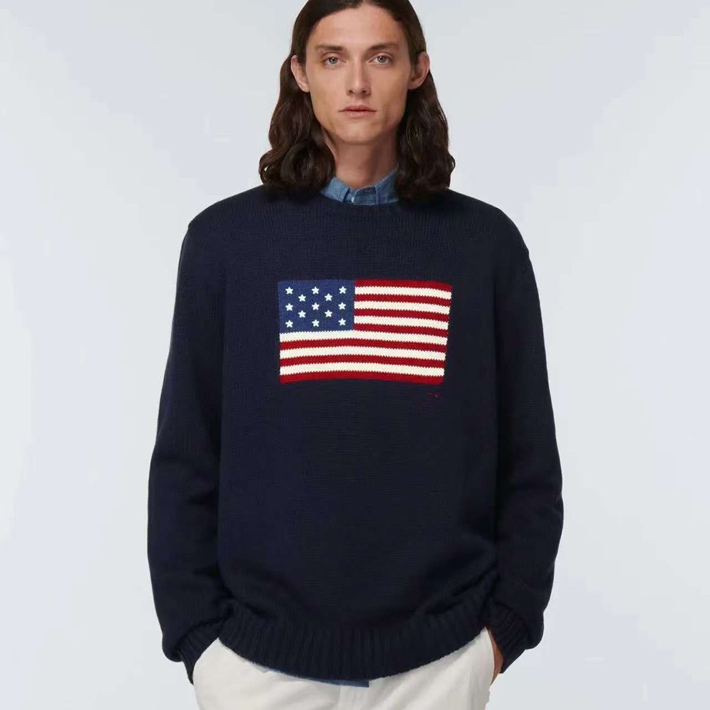 Luxury Designer Womens Mens Sweaters Ladies Knitted Polo Sweater Jumpers American Flag Trendy Winter HighEnd Comfortable Cotton Men Women Pullover Sweatshirt