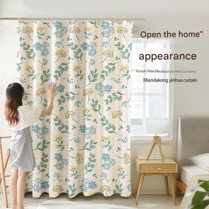 YL-37038 digital printed fabric shower curtain waterproof thick bathroom hook partition curtain