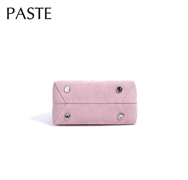 Exquisite And Unique Design Handbag Simple Style Pink Orange Color Small Tote Matte Real Suede Cow Leather Women Shoulder Bag
