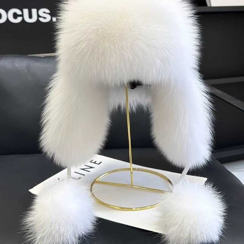 Fox Fur Lei Feng Hat for Women Slimming Ski Hat ParentChild Furry Hat Autumn and Winter Ear Protection Warm Fur Snow Hat L250827