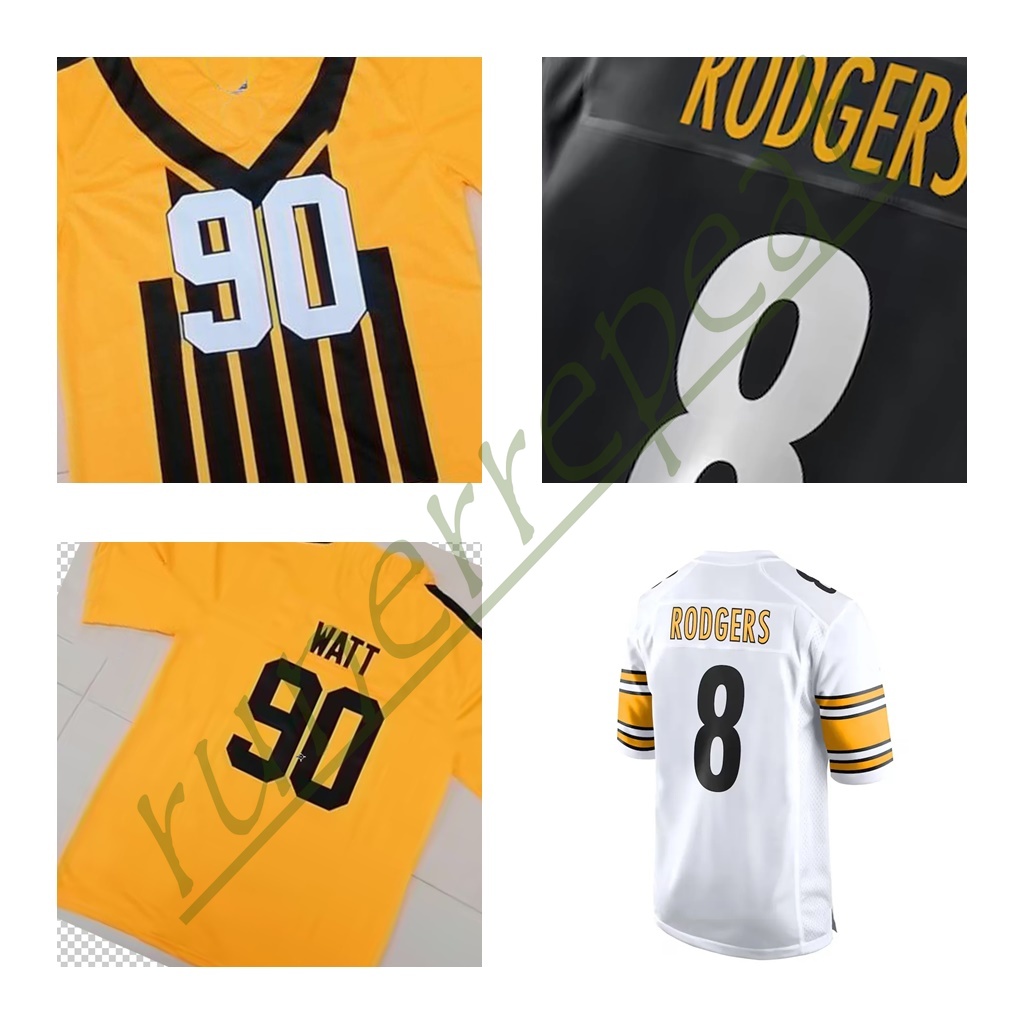 T.J.Watt 90 Aaron Rodgers 8 Joey Porter Jr. DK Metcalf 4 Troy Polamalu 43 Pat Freiermuth Najee Harris Personalized Customized Football Jerseyssss Custom Number Name