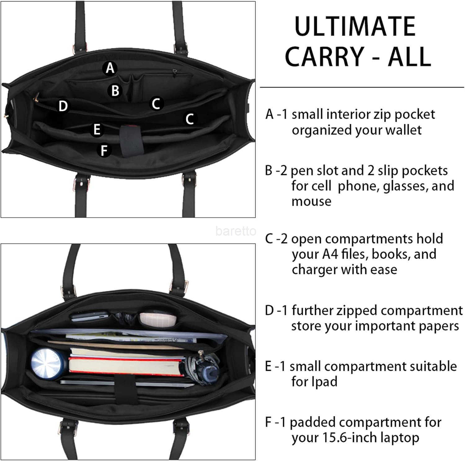 for Women Waterproof Lightweight Leather 156 Inch Computer Tote Bag Business Office Briefcase Large Capacity Handbag Shoulder Bag Professional Office 