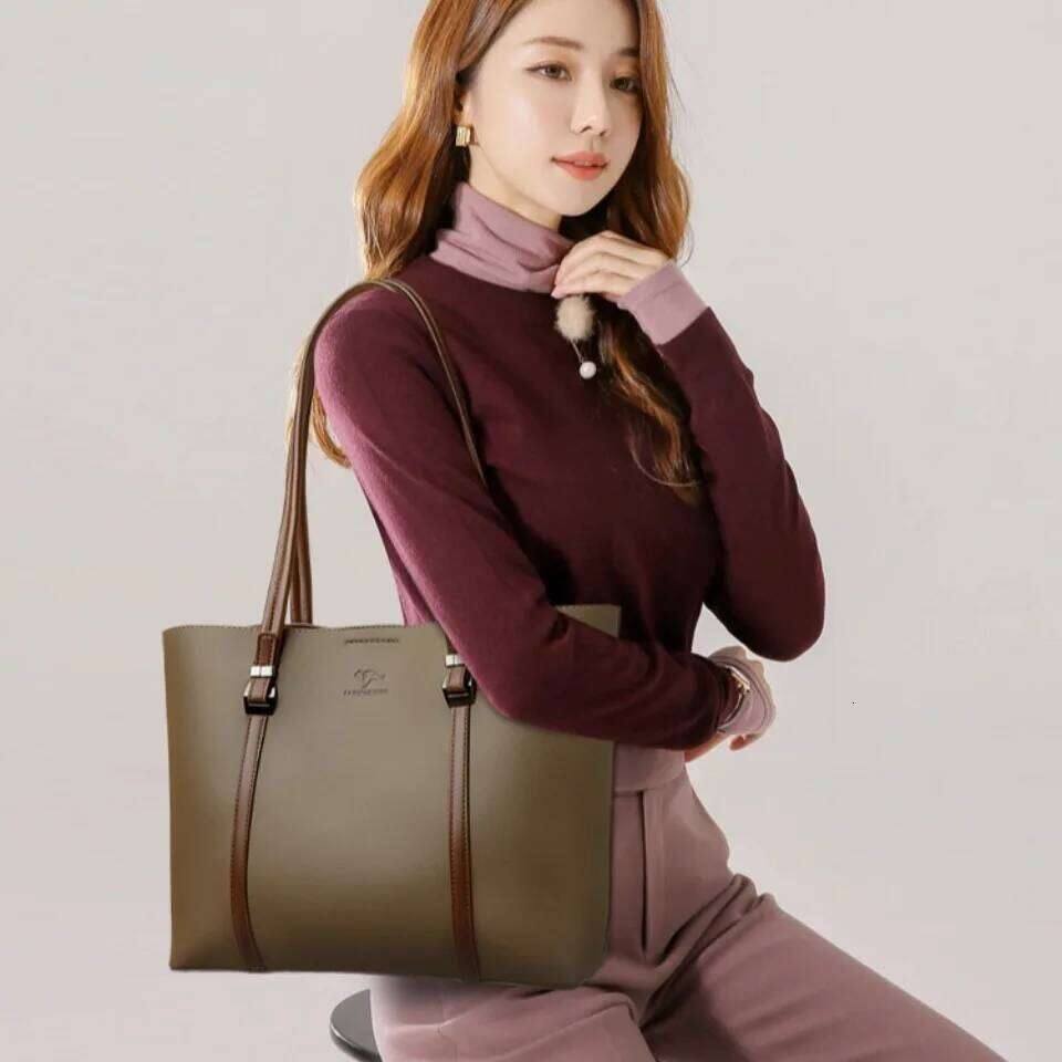 Large Capacity Shopping Bag For Daily Commuting Hand Shoulder Bags High Quality Pu Leather Hnadbags Caual Tote Sac