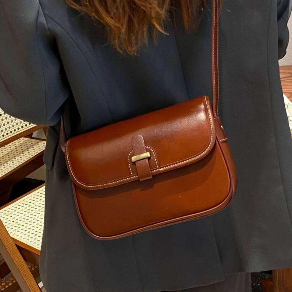 First Layer Cowhide Women's Shoulder Crossbody Women Handbag Stylish Saddle Bag Design Genuine Leather Female Bag