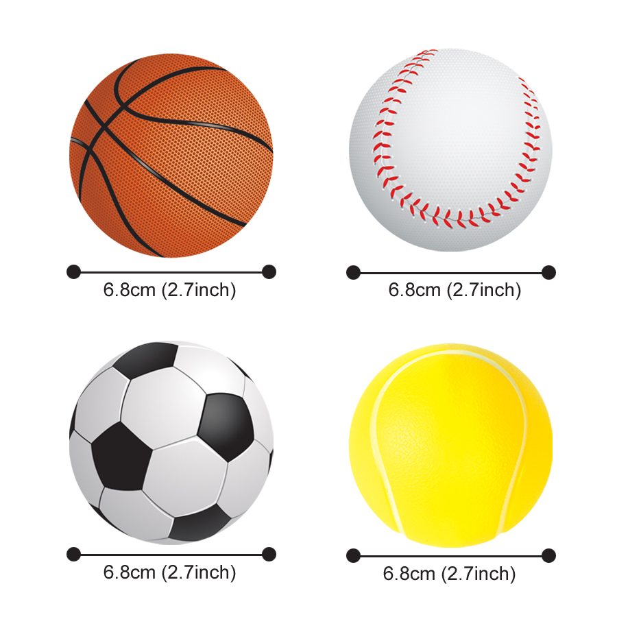 2.7 - Inch PU Ball Set - Includes Basketball, Soccer Ball, Tennis Ball & Baseball for Kids' Play
