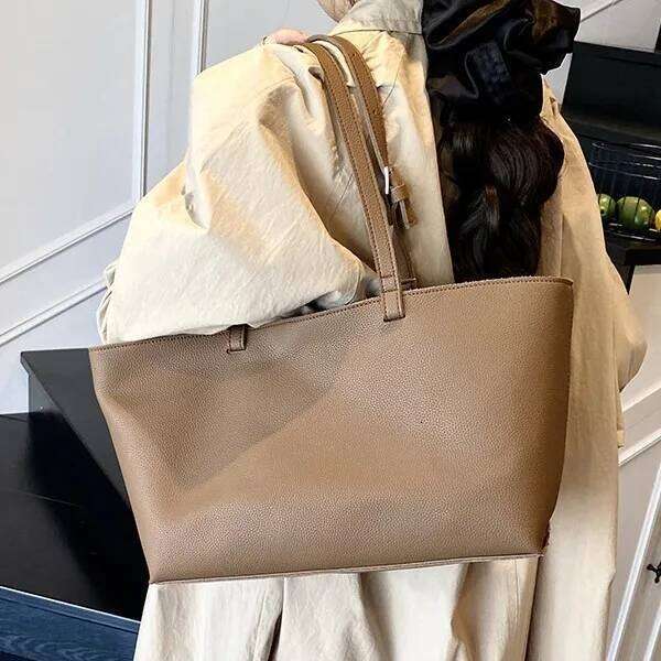 Brand Designer PU Leather Lichee Pattern Women's Shoulder Retro Crossbody Bag Bucket Large Capacity Handbag