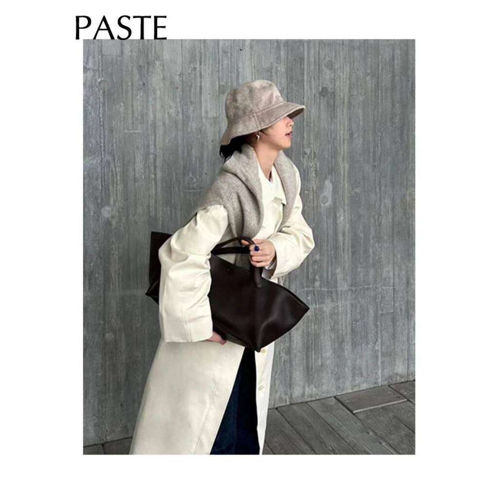 New Euro French Style Large Capacity Leisure Cowhide Basket Tote Commuter Design Handbag Minimalist Premium Women Shopping Bag