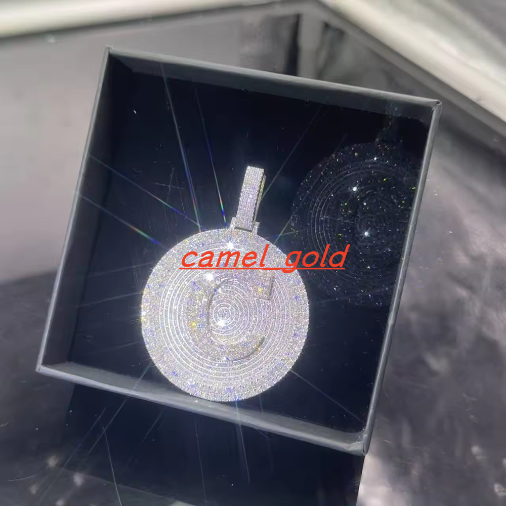Custom Made Luxury Jewelry High Quality 26letter Alphabet Round VVS Moissanite Pendant 925 Silver Iced Out Hip Hop Style