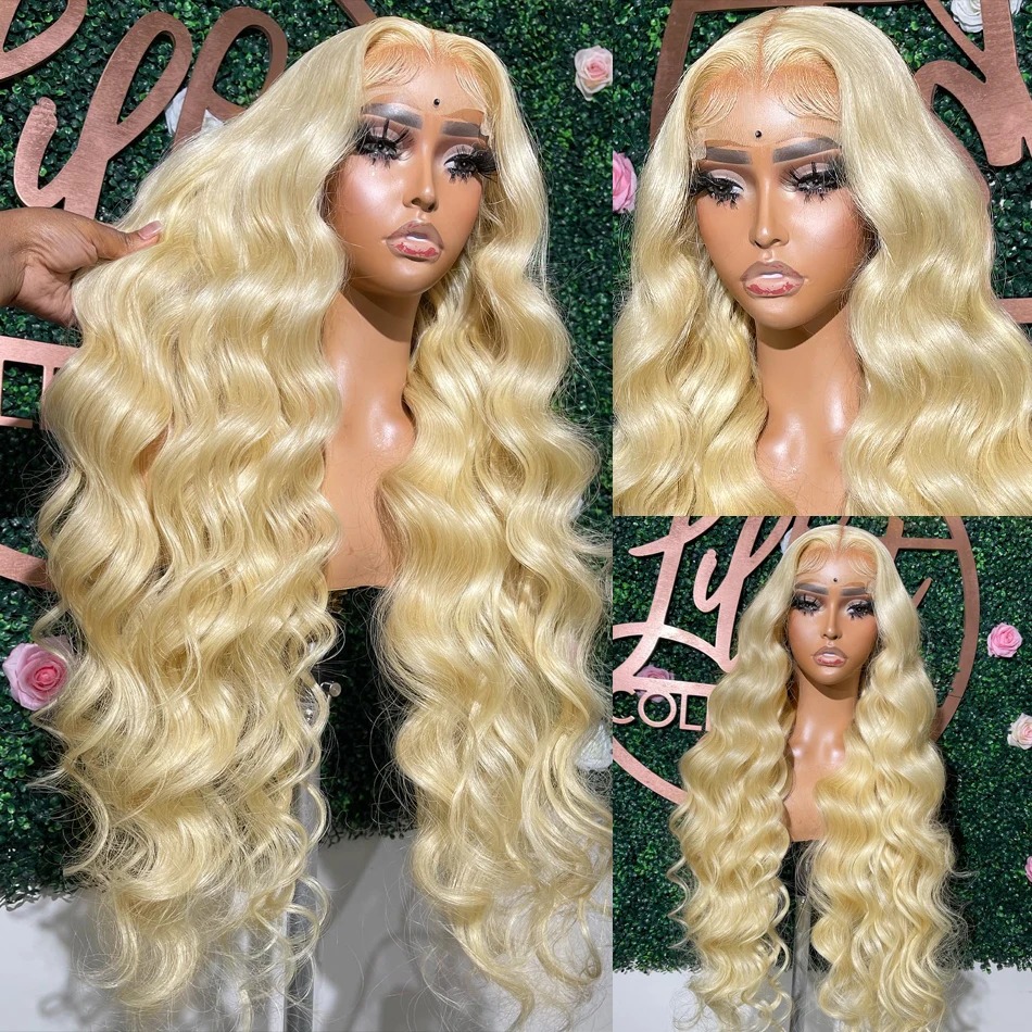 Human Hair 613 Blonde Wig 26 Inch High Density Body Wave Blonde Gluelesss 13x6 HD Lace Front Wig HD Transparent Glueless 180 Density Wigs for Women - view 6