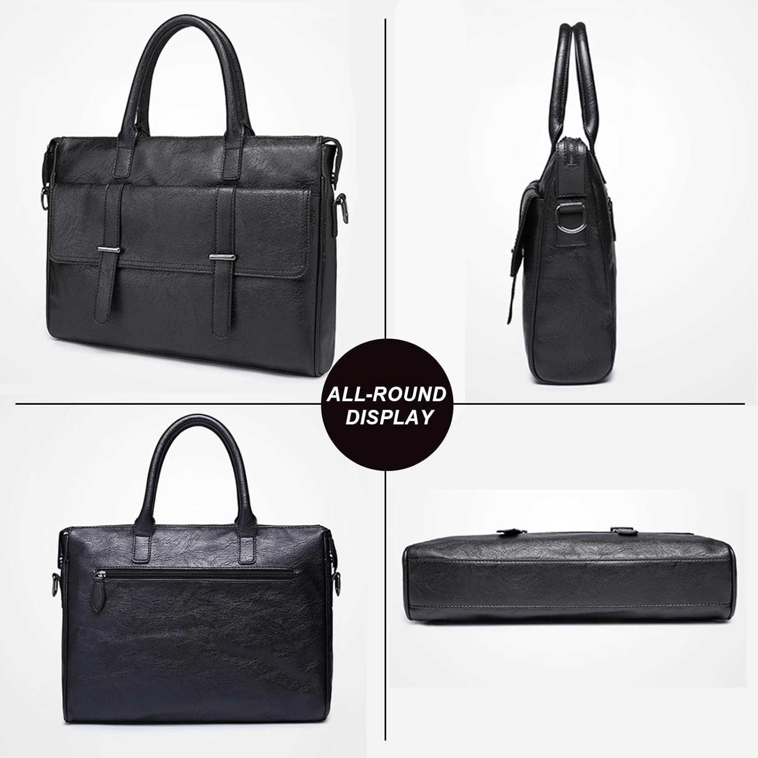 Leather Messenger Bag Satchel Bags Large Sling Briefcase Bag for Men and Women Waterproof Crossbody Shoulder Handbags with Adjustable Shoulder Strap f