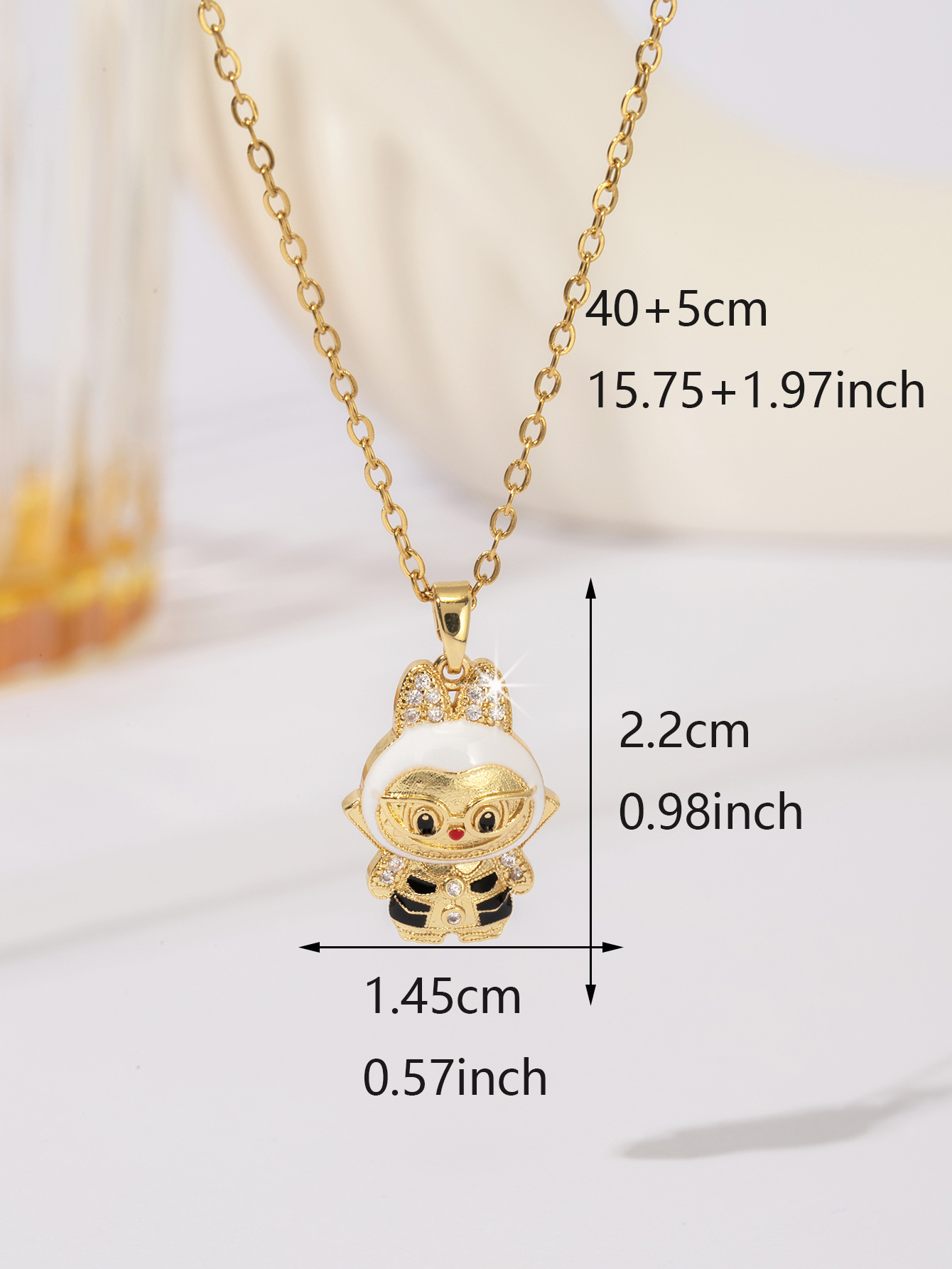 Cute Cartoon Labubu Pendant Necklace for Women: Stylish Versatile, Exquisite Collarbone Chain Retro Trendy Pendant Neckpiece, Light Luxury Fashion Gif