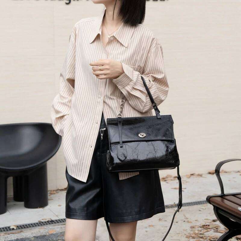 YANATARI Genuine Handbag Leather Minimalist Crossbody Women Female Shoulder Bag Cowhide Vintage Bag