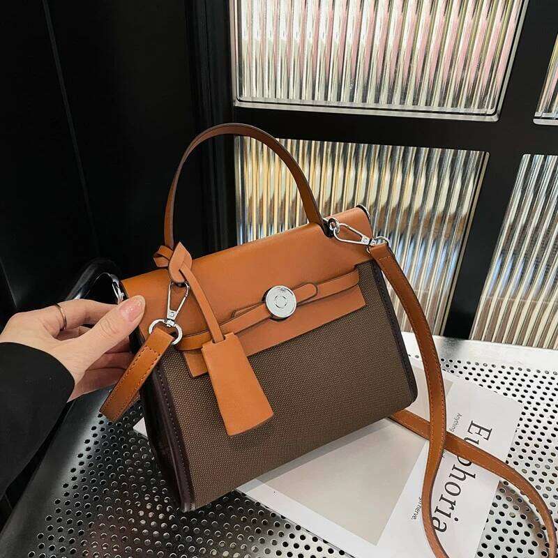 Square Satchel Bag For Women Textured Leather Crossbody High-End Vintage Minimalist Designer Paris Fashion