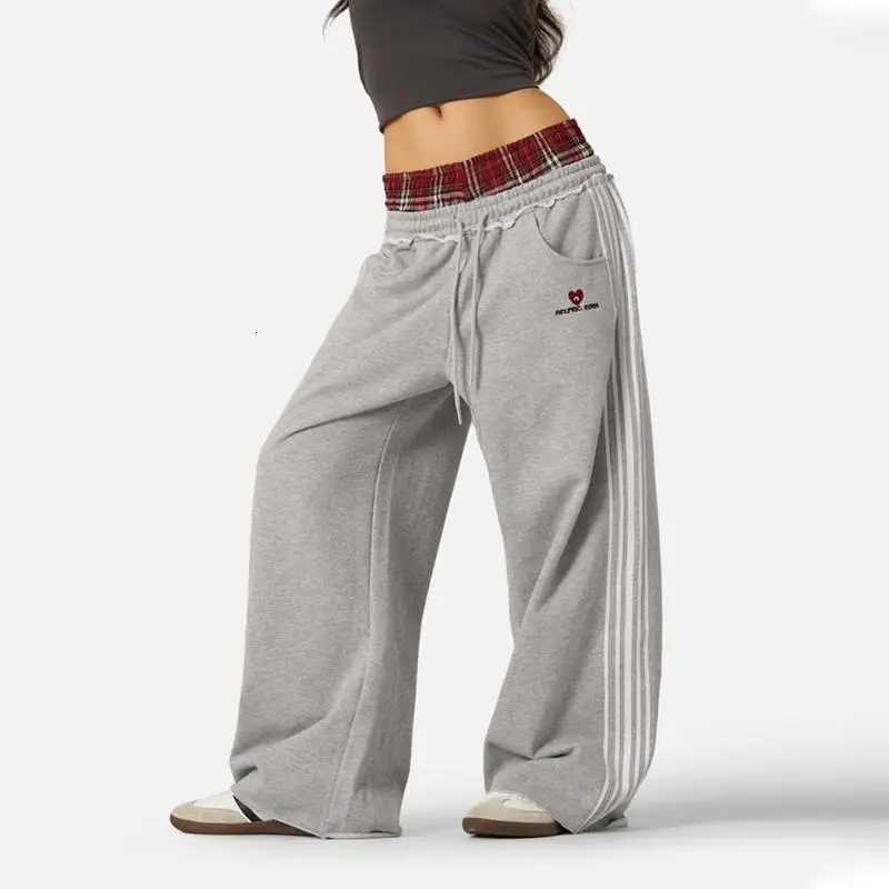American Retro College Style Loose Fit TwoPiece Set with Double Waist Head Fake Bathroom Pants for Sports Leisure 2025 Fashion X250828