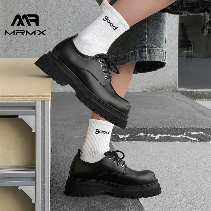 Derby for Men High-End British Style Formal Round Thick Sole Height-Increasing Big Toe Small Leather Shoes