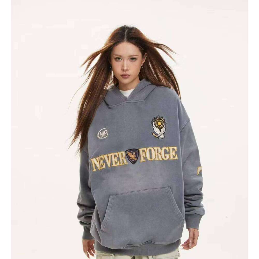 Unisex European American High Street Hoodie Men's Winter Jacket Distressed Washed Look Polyester/Cotton Hole Hood Loose Hip-Hop