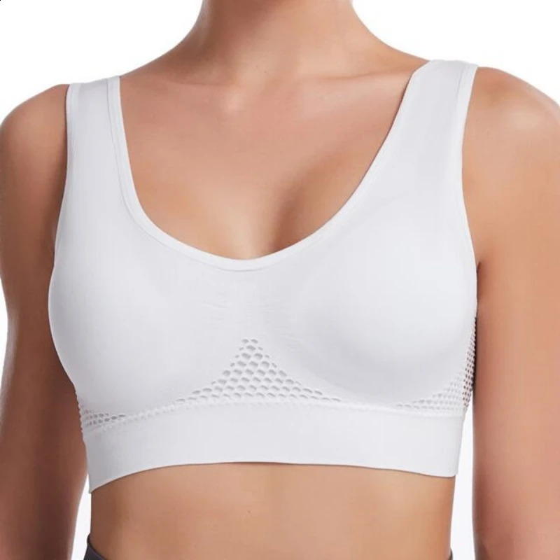 S7XL Plus Size Grid Air Holes Bra sports without underwire Womens Underwear Shockproof Yoga Running Brassiere Hollow out Vest 250828