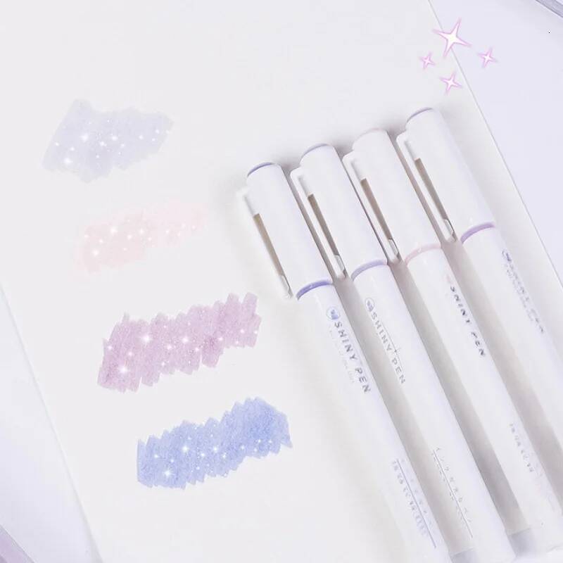 4 colours/box Shimmering Star River Series Eye Care Soft Glitter Highlighter for Students Highlighting Marker Handwriting i1