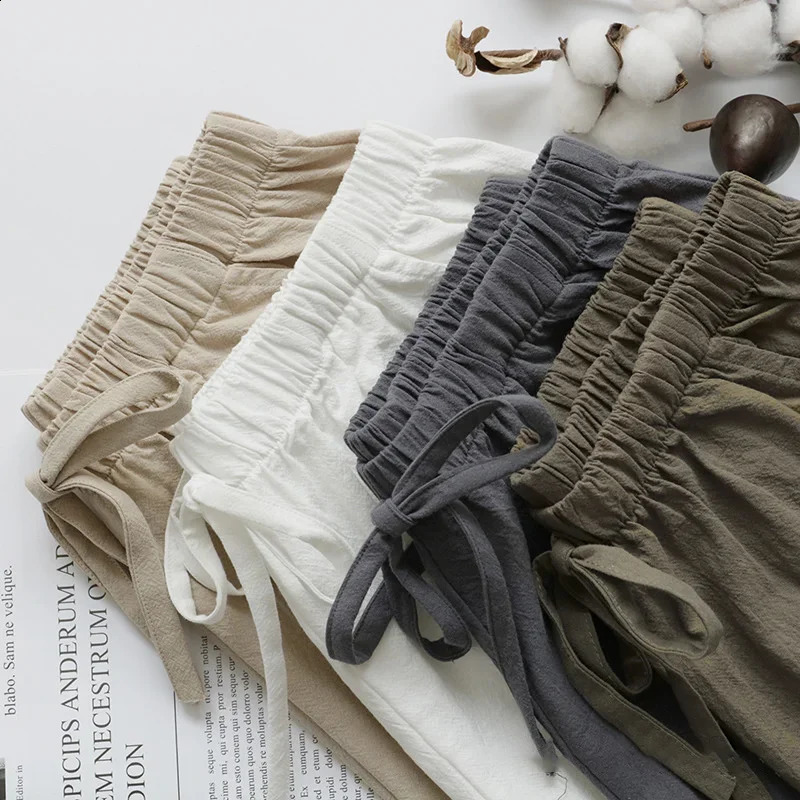 Cotton Linen Shorts Womens Sports Shorts Summer Solid High Waist Black Shorts Women Fashion Plus Size Casual Basic Short Pants 250827