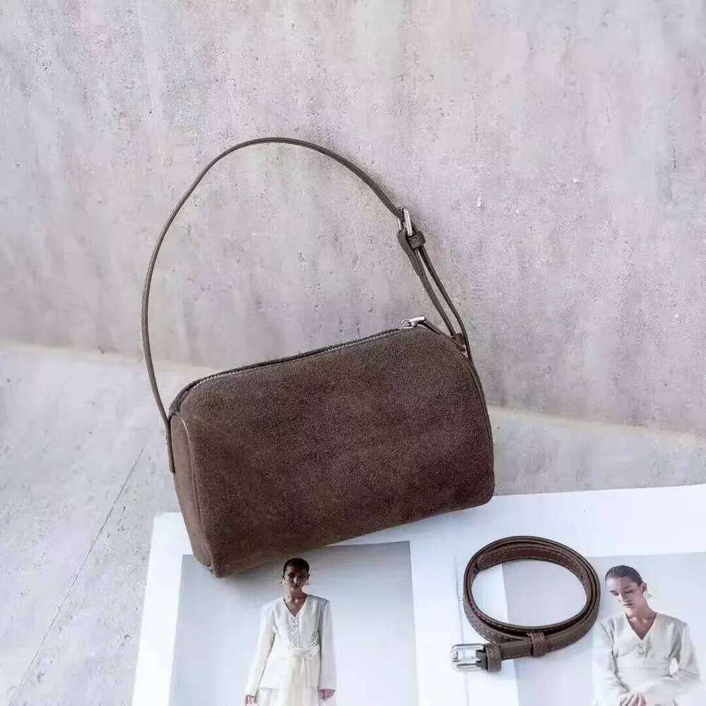 Exquisite Live Wine Red Small Pillow Matte Suede Leather Women Crossbody Round Shape Chamois Female Shoulder Bag