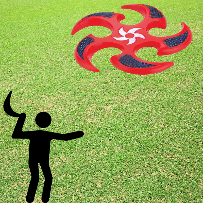 9.3 - Inch PU Throwing Star Flying Disc - Red and Blue Design for Outdoor Fun