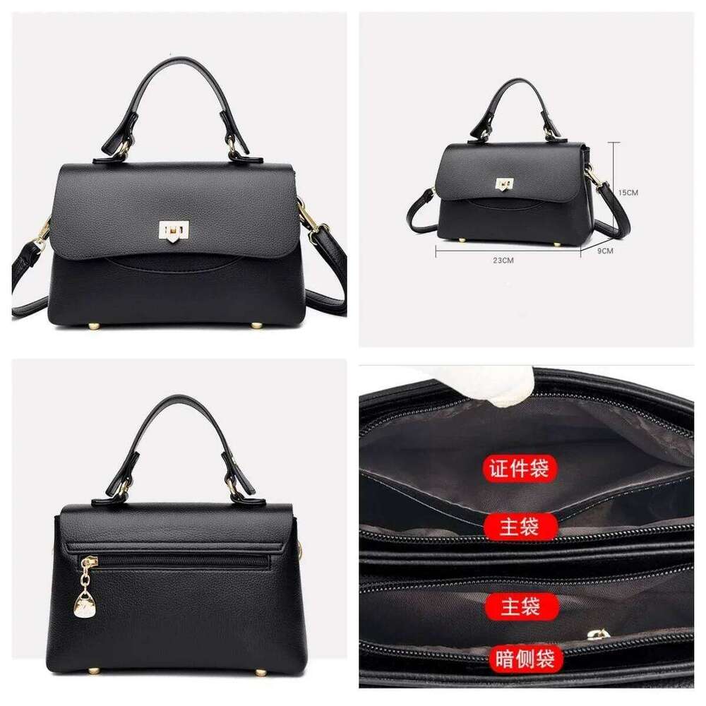 Large Capacity Multilayer Shoulder Messenger Bag High Quality Leather Handbag Women Designer Crossbody Sac Female Tote
