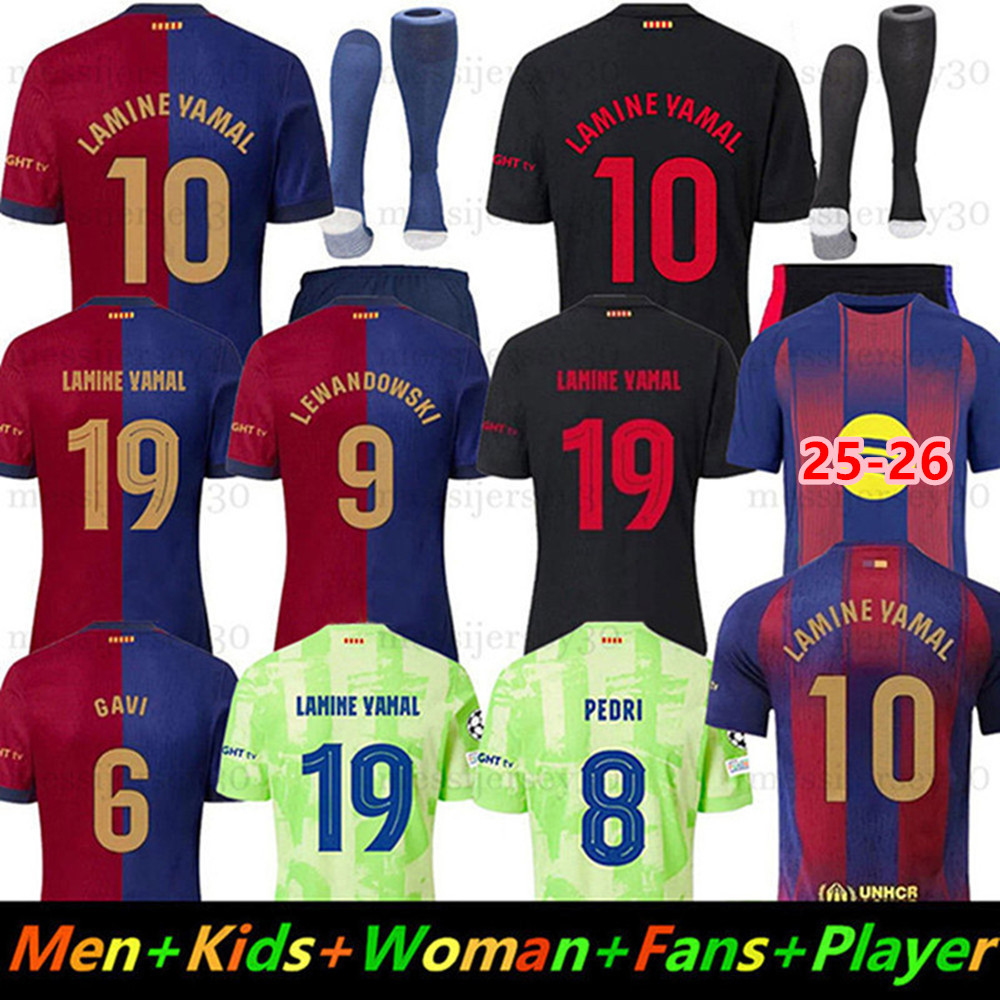 24 25 LAMINE YAMAL Barcelone Soccer Jerseys PEDRI GAVI Football Jersey Fan Player 2024 2025 BarcelonaTracksuit RAPHINHA LEWANDOWSKI Home away Men Kids kit uniforms