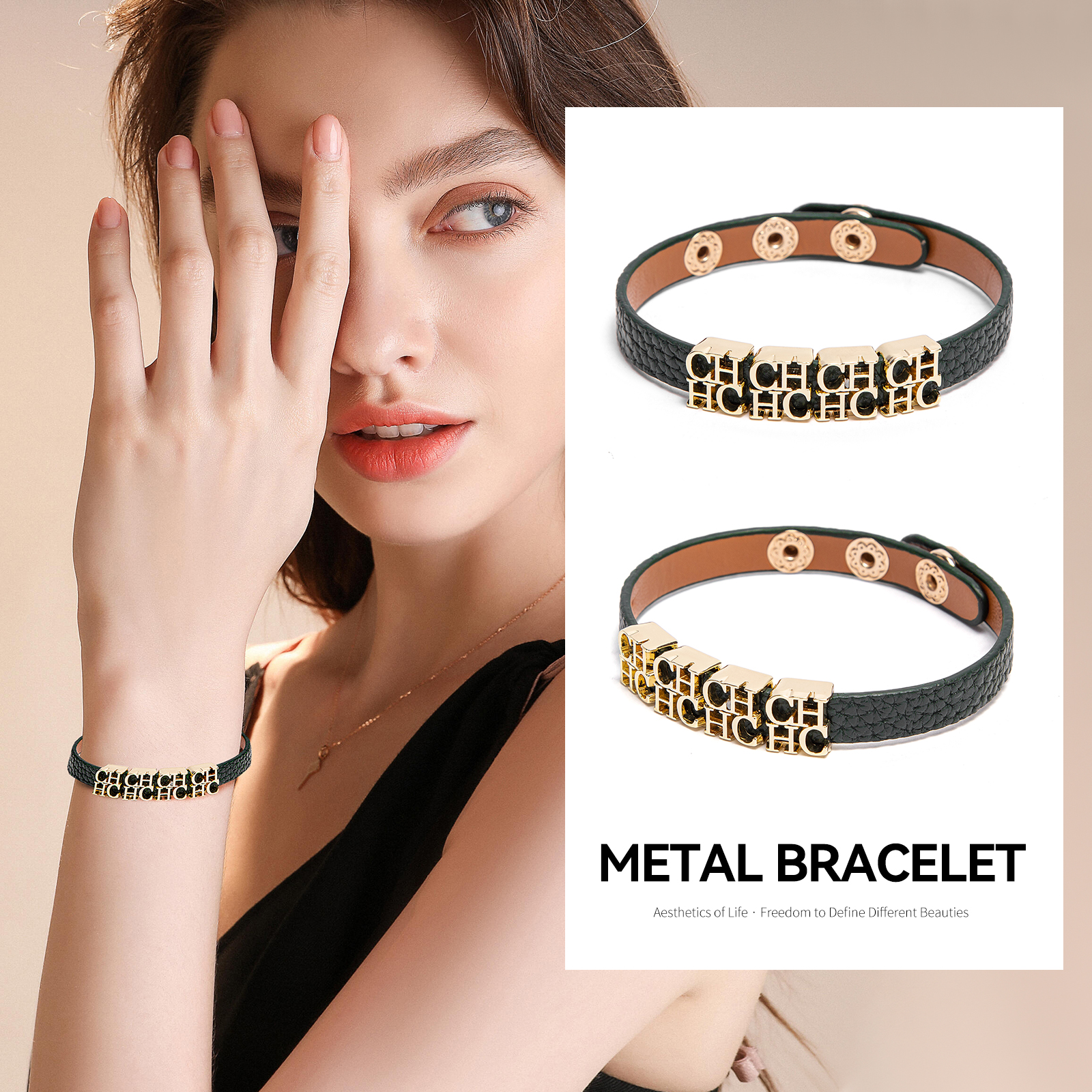 Women Vintage Simple Classic Versatile Stainless Steel Cortex Bracelets Lover Friend Fashion Gift