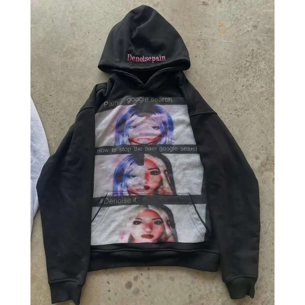 Y2k Black Glen Hoodies Grunge Sweatshirt Oversized Hoodie Tops Haruku Casual Streetwear Hip Hop Gothic Women Clothing