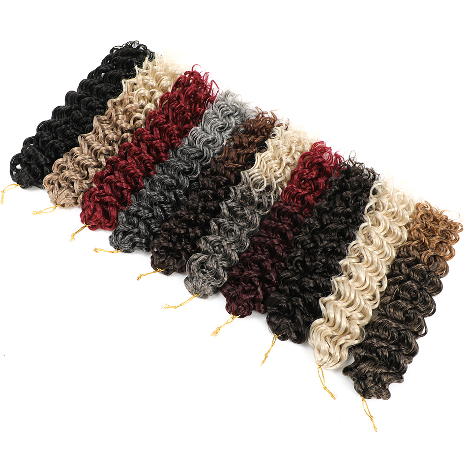 Deep Wave Bohemian Style Synthetic Hair Extension - 18 Inch Ombre Color Crochet Bundles 1pcs