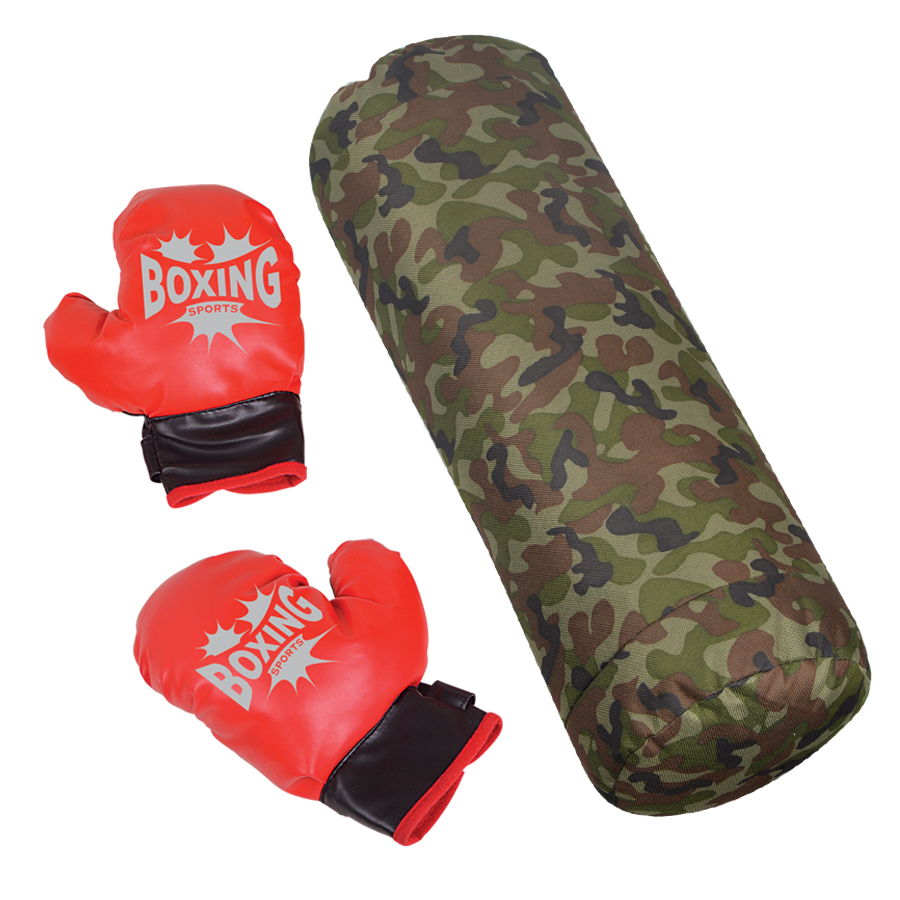 Camo Punching Bag for Kids with Boxing Gloves, Boys Army Style Freestanding Boxing Bag Toy, Adjustable Height Indoor Outdoor Sport Toys Gift for Boys