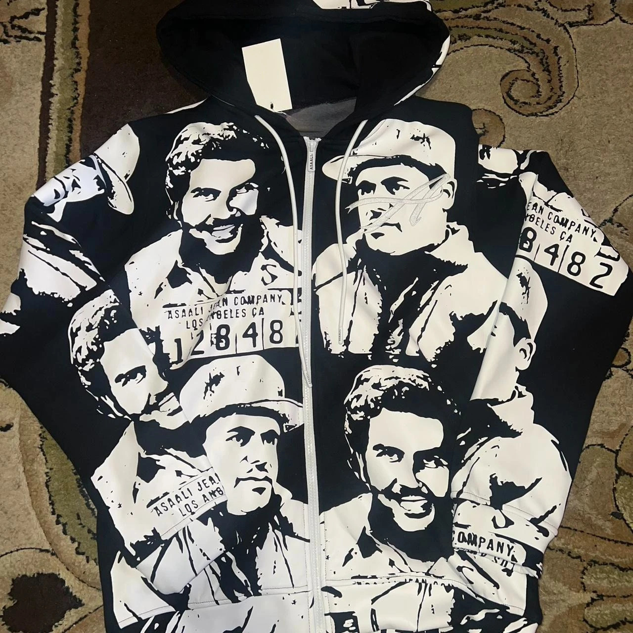 Streetwear Portrait Graphic Hoodie Mens Womens Black Zipper Sweatshirt Y2K Hip Hop Style Long Sleeve Tops Casual Jacket 250828