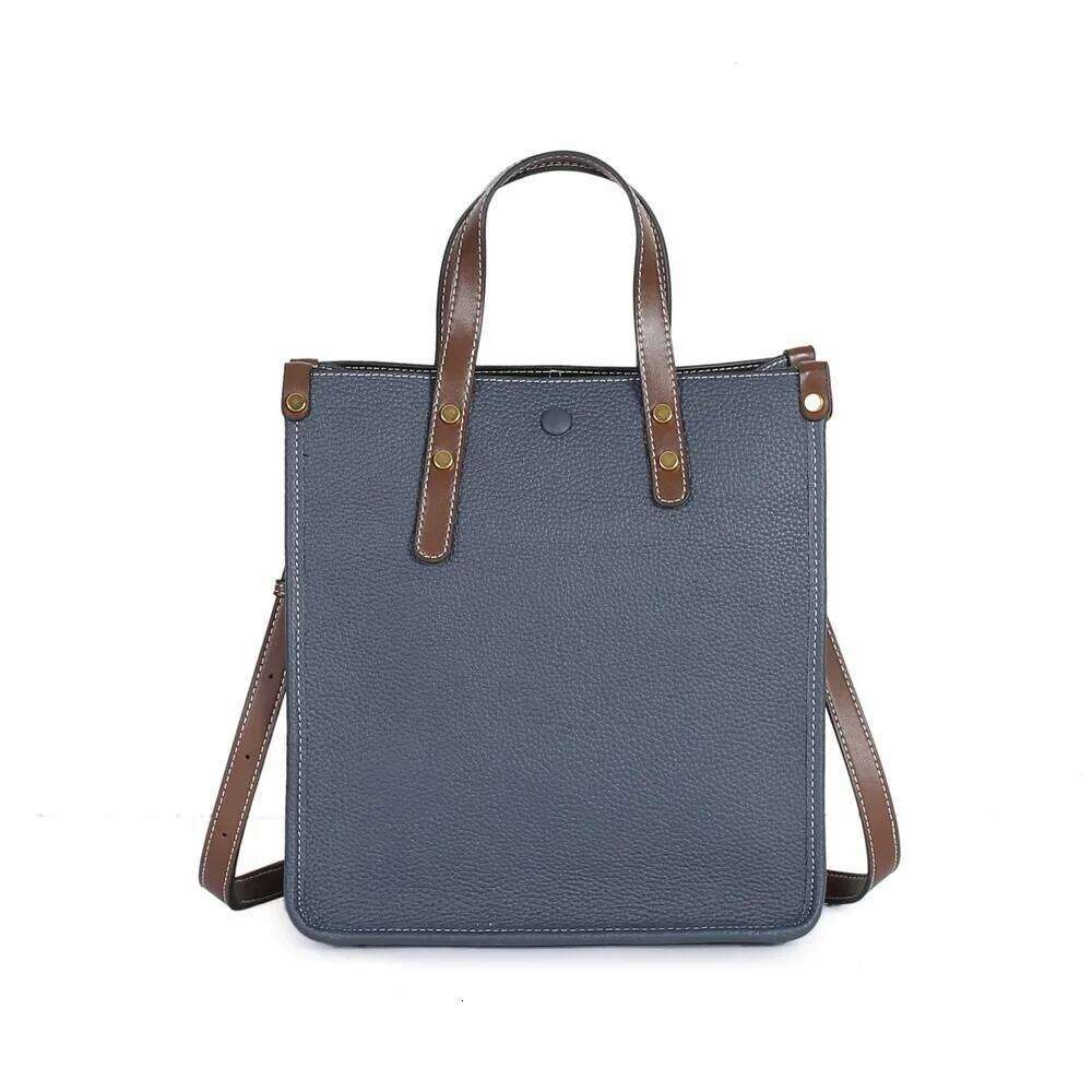 Hot Sale Blue Large Tote 100% Real Women Handbag Office Business Ladies Shoulder Bag Cowhide Togo Leather Briefcase