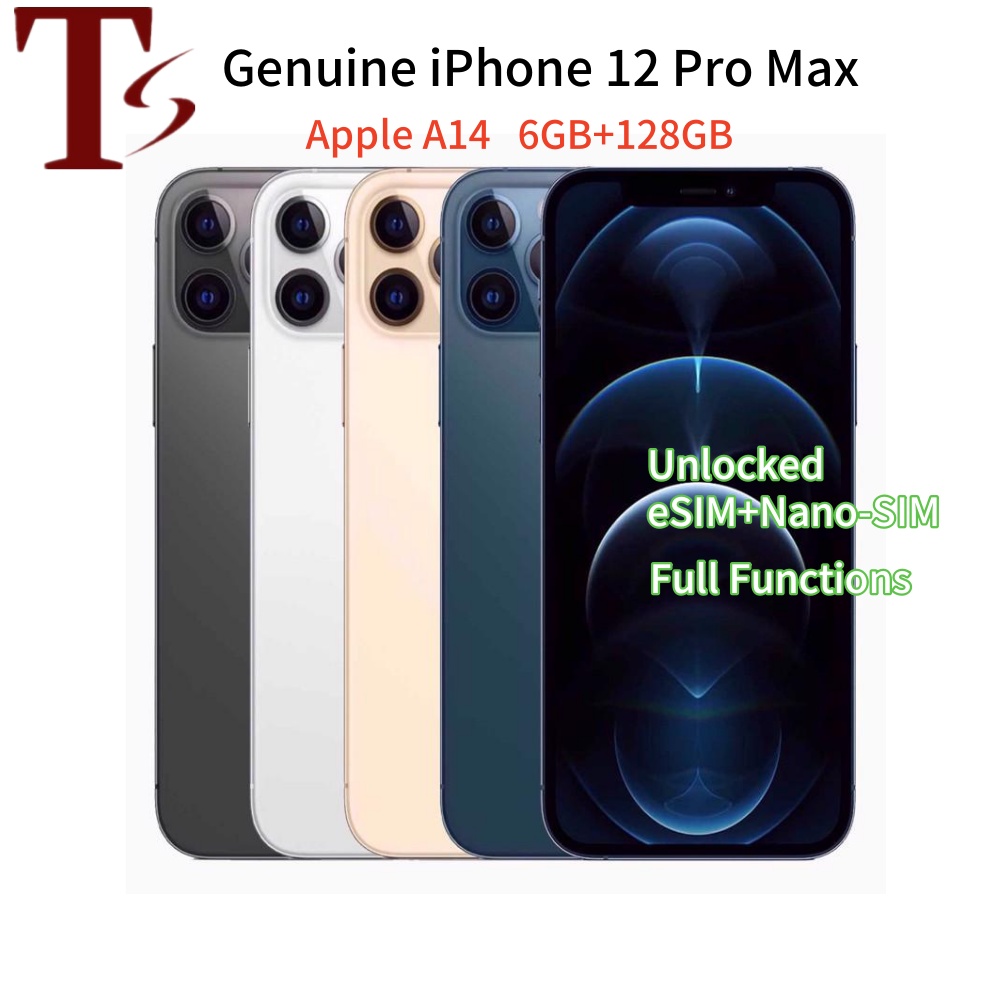 Original iPhone 12 Pro Max 6GB 128GB 256GB ROM Unlocked 5G iPhone12 Pro max 6.7" Super Retina XDR OLED Face ID NFC Mobile Phone with battery 100%