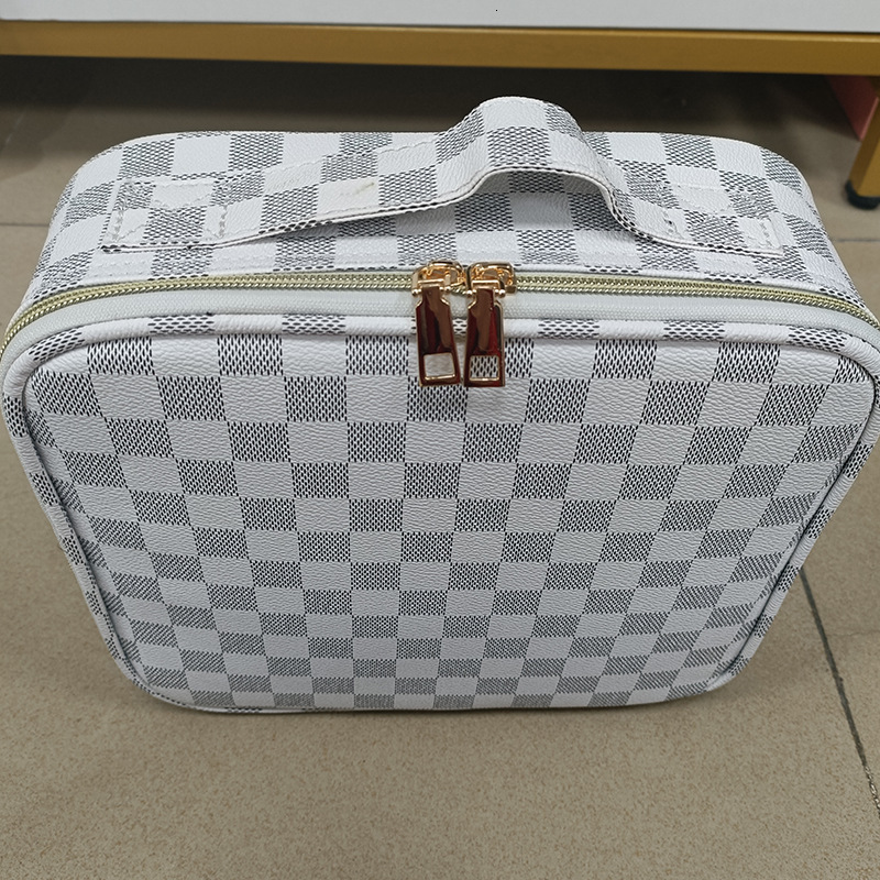 Plaid Vintage Floral Makeup Large Capacity High Appearance Wash Convenient Handheld Cosmetics Storage Bag