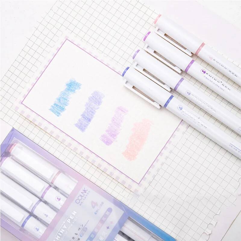 4 colours/box Shimmering Star River Series Eye Care Soft Glitter Highlighter for Students Highlighting Marker Handwriting i1