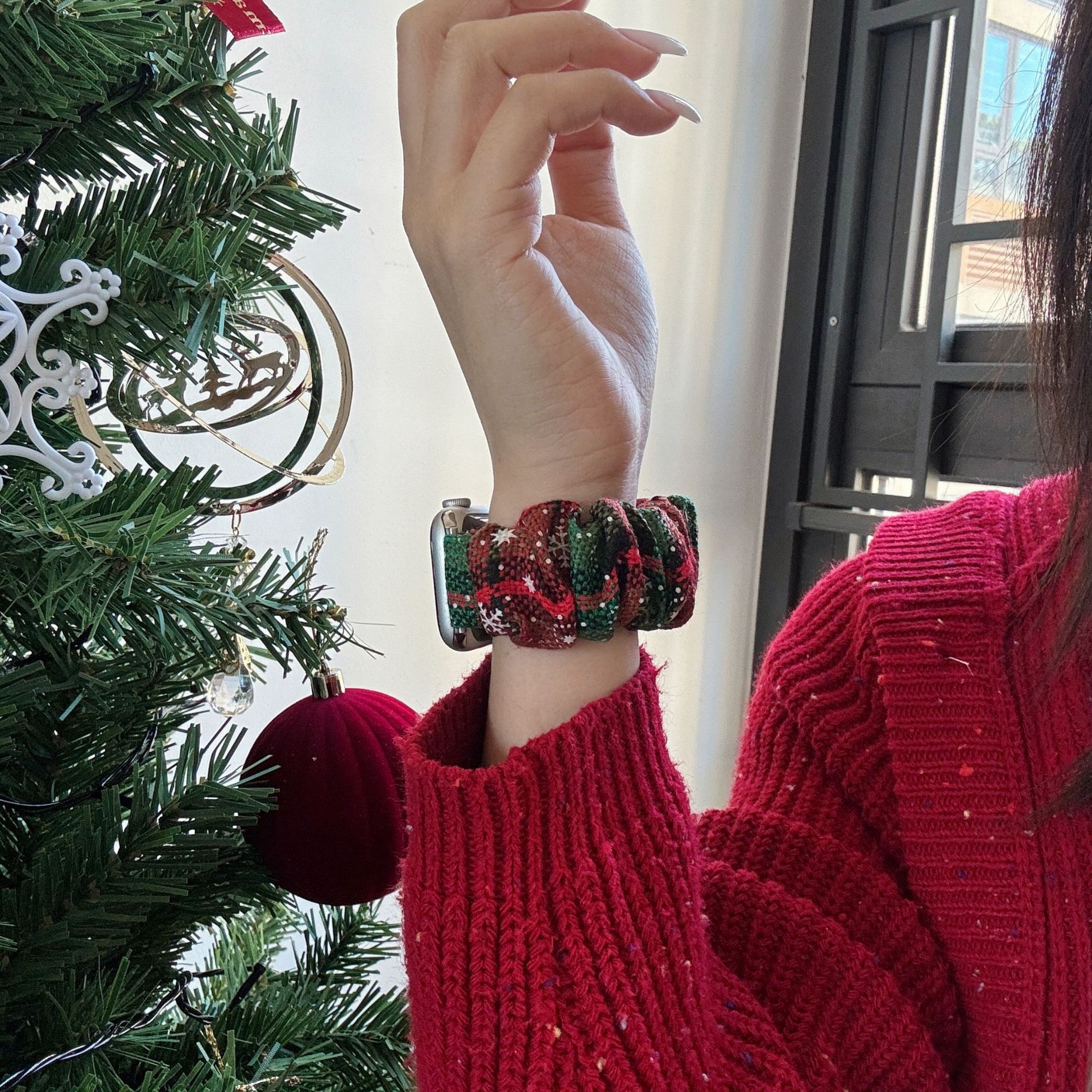 Christmas Chessboard Plush Large Intestine Pattern Suitable Strap Apple Strap 38mm 40mm 41mm 42mm 44mm 45mm 46mm iWatc Series Luxury Designer