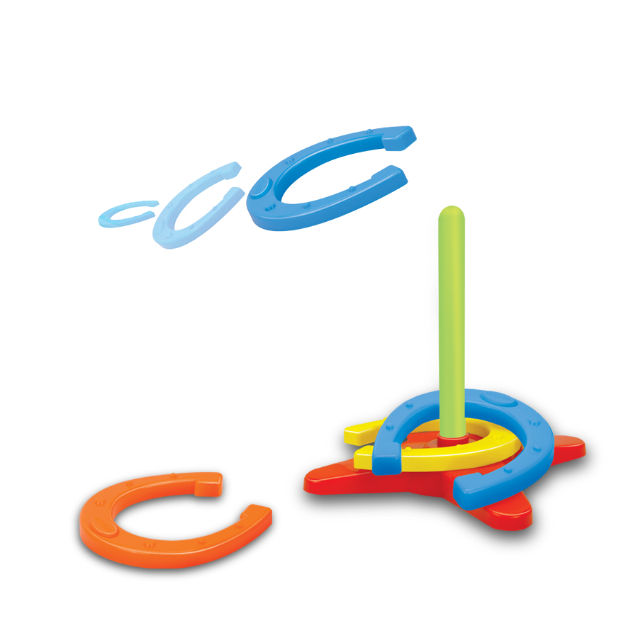 Colorful Plastic Horseshoe Ring Toss Game Set for Outdoor Lawn Fun