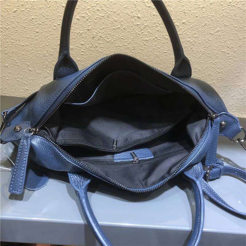 Natural Leather Bag Vintage 100% Real Cowhide Handbags Casual Top Quality Solid Shoulder Bags Large Tote For Women